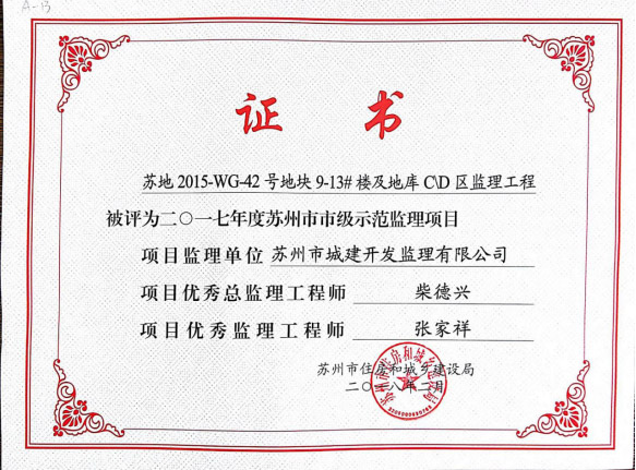 苏州市市级示范监理项目